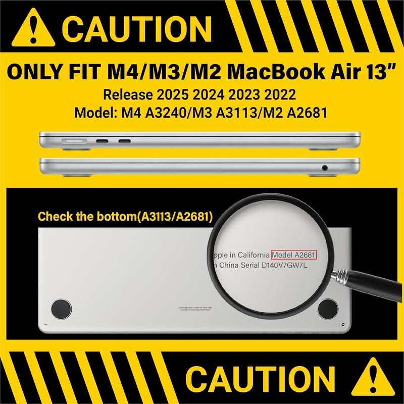 I Benzer Compatible with 2025 2024 2023 2022 MacBook Air 13 inch Case M4 A3240 M3 A3113 M2 A2681, Hardshell Case & KeyboardCover & ScreenFilm & Type-C for Mac Air 13.6, Crystal Clear, AT13-KK-CYCL+2TC - Image 2